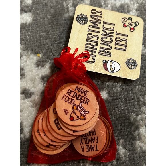 Christmas Advent Bucket List Wooden Tokens (NWT) - Picture 1 of 3